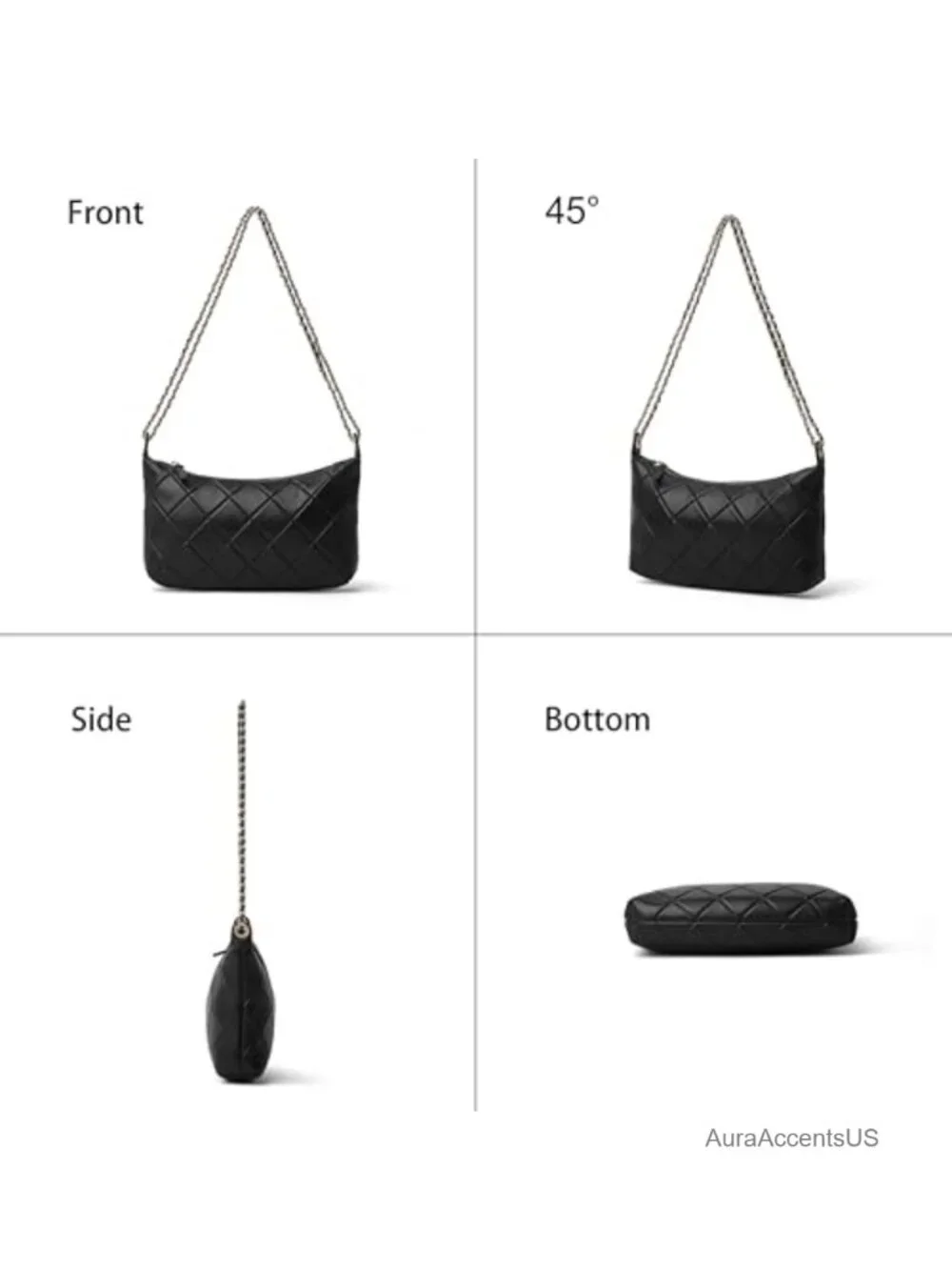 Small Leather Quilted Shoulder Purse with Chain Hobo Crossbody Bag